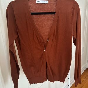 Zara Women's Rust Cardigan Sweater